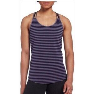 NWT CALIA Women’s XL Scoop Tank Purple Blue Stripe Strappy Yoga Workout Gym